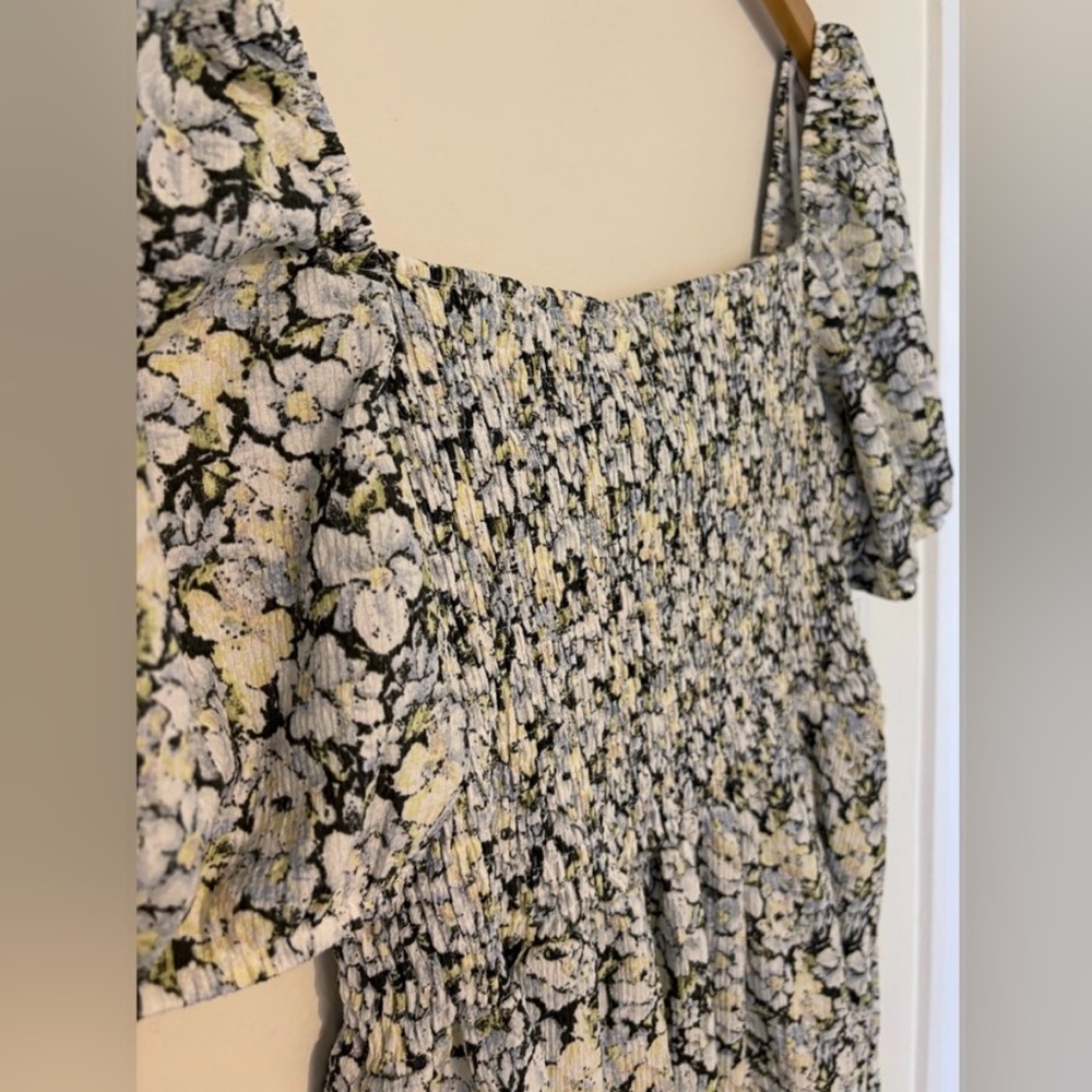 H&M Blue and White Puff Sleeve Dress Size XL - Picture 9 of 10